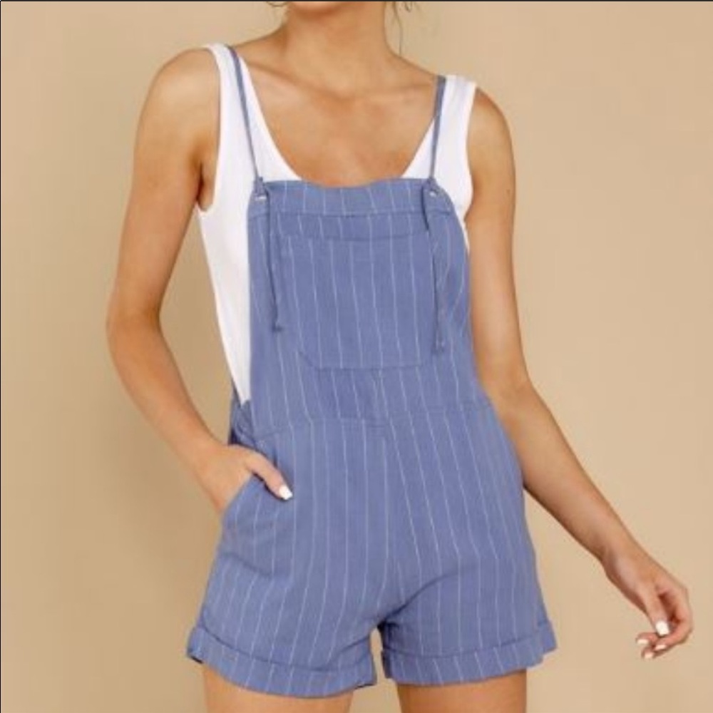 🌿 The Emily Pinstriped Overall Shorts